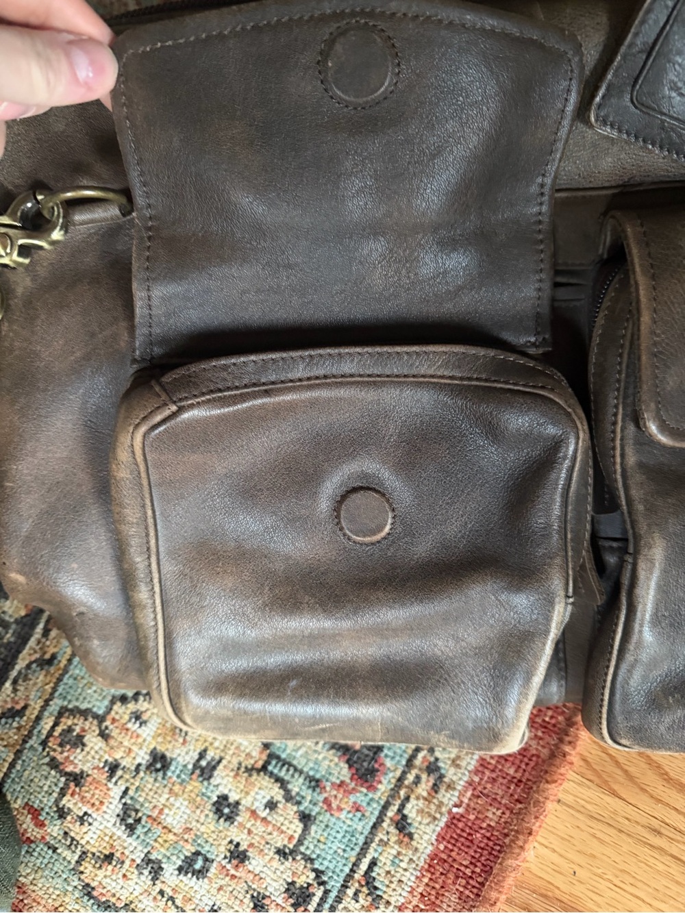 L.L. Bean Brown Leather Travel Duffel Bag with Yellow Interior - Picture 11 of 15